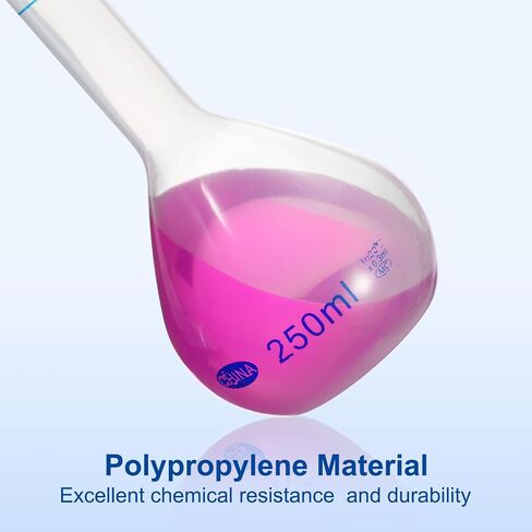 PATIKIL 3Pcs Volumetric Flask, 25ml, 50ml, 100ml Polypropylene Graduated Volumetric Measuring Flask with Red Plug Cap Tolerance 0.3ml for Laboratory Science Experiment, Clear in Kuwait