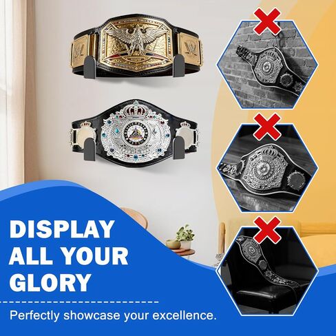 Wrestling Championship Belt Display Holder - Horizontal Wall Mount for Boxing & Martial Arts Belts, Title Belts Organizer Holder for Wall, WWE-Style Title Hanger in Kuwait