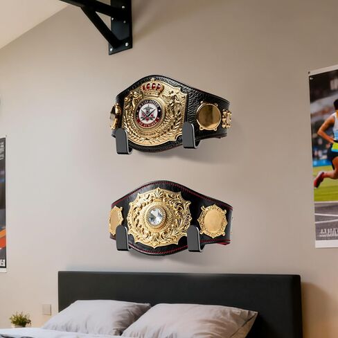 Wrestling Championship Belt Display Holder - Horizontal Wall Mount for Boxing & Martial Arts Belts, Title Belts Organizer Holder for Wall, WWE-Style Title Hanger in Kuwait