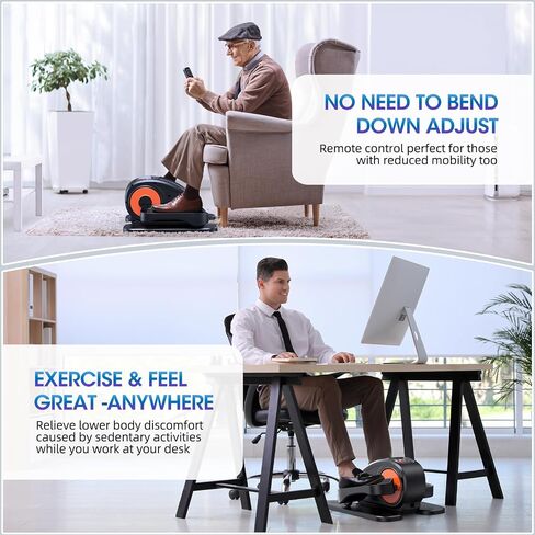 GUGTTR Under Desk Elliptical Machine, Electric Seated Pedal Exerciser, Leg Exerciser for Seniors Fully Assembled with 12-Speeds & Remote Control, Portable Quiet Elliptical Machine for Home Office in Kuwait