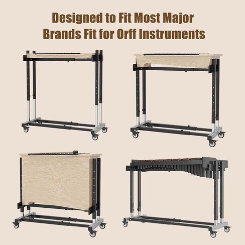 Adjustable Rolling Stand for Orff Instruments, with Locking Caster Wheels, Fits Major Brands of Xylophones & Metallophones in Kuwait