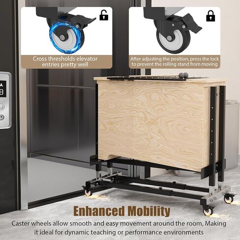 Adjustable Rolling Stand for Orff Instruments, with Locking Caster Wheels, Fits Major Brands of Xylophones & Metallophones in Kuwait