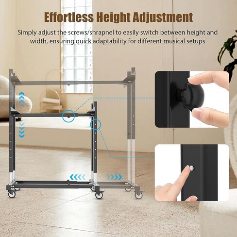 Adjustable Rolling Stand for Orff Instruments, with Locking Caster Wheels, Fits Major Brands of Xylophones & Metallophones in Kuwait