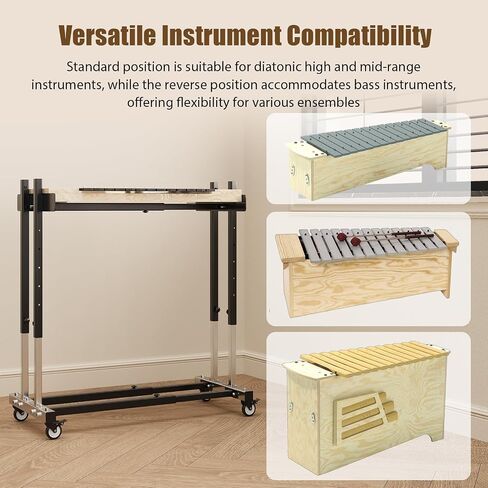 Adjustable Rolling Stand for Orff Instruments, with Locking Caster Wheels, Fits Major Brands of Xylophones & Metallophones in Kuwait