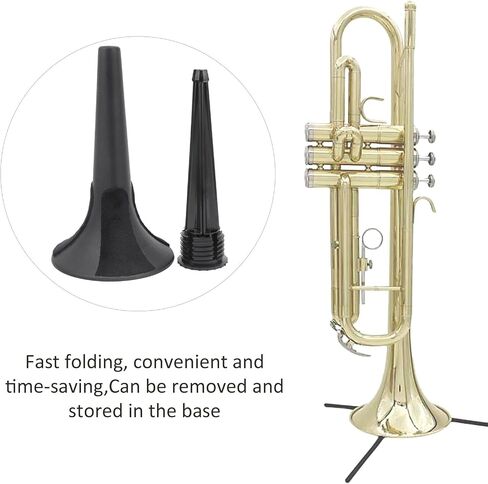 Trumpet Stand, Foldable Removable Metal Bracket with Rotating Screws, Black Plastic Felt, Portable Stable Support Holder, 5 Legs, for Trumpet Flute in Kuwait
