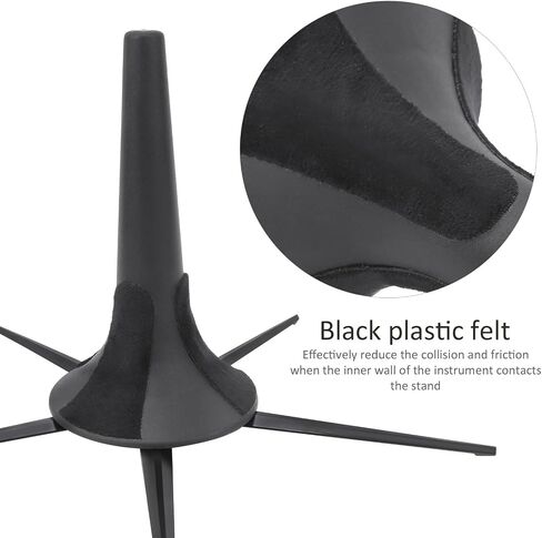 Trumpet Stand, Foldable Removable Metal Bracket with Rotating Screws, Black Plastic Felt, Portable Stable Support Holder, 5 Legs, for Trumpet Flute in Kuwait