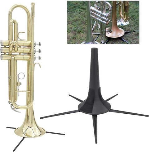 Trumpet Stand, Foldable Removable Metal Bracket with Rotating Screws, Black Plastic Felt, Portable Stable Support Holder, 5 Legs, for Trumpet Flute in Kuwait