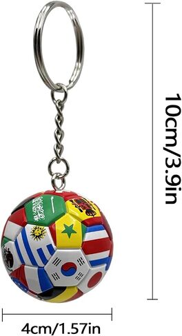 6pcs National Flags Football Keychain, World Cup Soccer Ball Key Chain, Sports Souvenir Carnival Reward Keychains Soccer Ball Hanging for Cars Party gifts Sports Ball Keychain in Kuwait