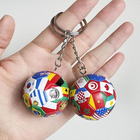6pcs National Flags Football Keychain, World Cup Soccer Ball Key Chain, Sports Souvenir Carnival Reward Keychains Soccer Ball Hanging for Cars Party gifts Sports Ball Keychain in Kuwait