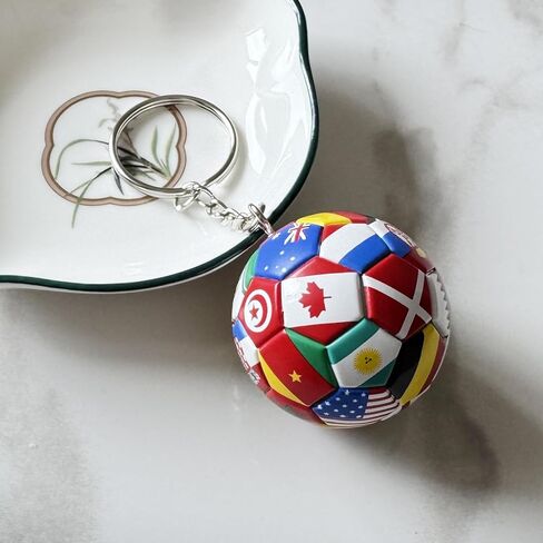 6pcs National Flags Football Keychain, World Cup Soccer Ball Key Chain, Sports Souvenir Carnival Reward Keychains Soccer Ball Hanging for Cars Party gifts Sports Ball Keychain in Kuwait