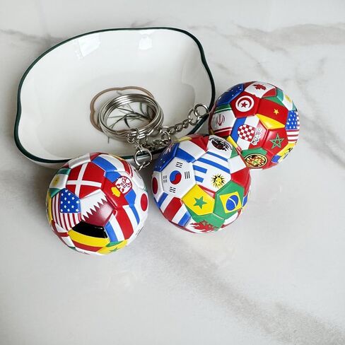 6pcs National Flags Football Keychain, World Cup Soccer Ball Key Chain, Sports Souvenir Carnival Reward Keychains Soccer Ball Hanging for Cars Party gifts Sports Ball Keychain in Kuwait