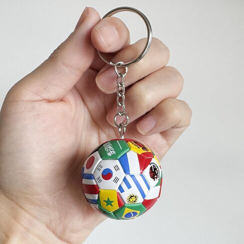6pcs National Flags Football Keychain, World Cup Soccer Ball Key Chain, Sports Souvenir Carnival Reward Keychains Soccer Ball Hanging for Cars Party gifts Sports Ball Keychain in Kuwait