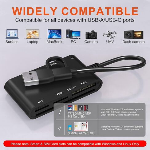 7 في 1 CAC قارئ القارئ العسكري ذكي القارئ ، DOD Military USB Common Access Reader و SIM/SD/TF/M2/ID/IC/PIV/CAMPAR in Kuwait