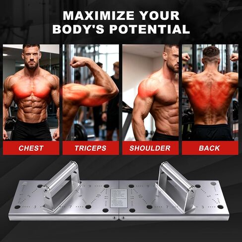 Heavy Duty Stainless Steel Push Up Board, 11-in-1 Foldable Pushup Board | 304 stainless steel, 600 lb capacity, non-slip handles, silicone mat, foldable design in Kuwait