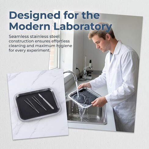 Dissection Pans Rectangular Seamless Construction with Wax Lining 6pcs Stainless Steel and Stable Flat Base, for Science and Advanced Biology Labs, for Students and Teachers in Kuwait