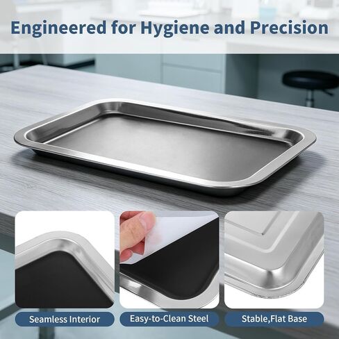 Dissection Pans Rectangular Seamless Construction with Wax Lining 6pcs Stainless Steel and Stable Flat Base, for Science and Advanced Biology Labs, for Students and Teachers in Kuwait