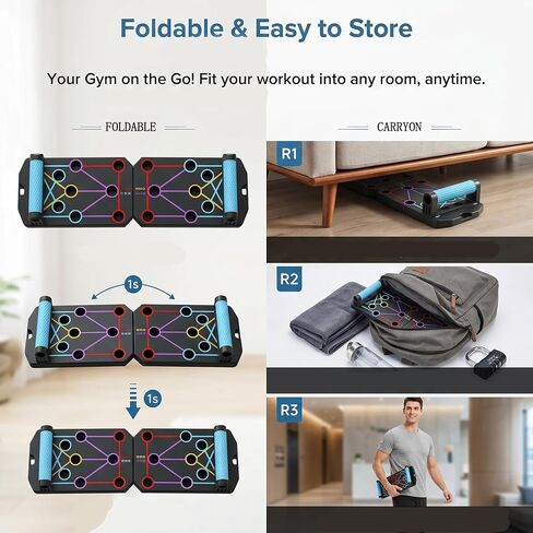 15 in 1 push up board for men solid Home Workout Equipment for Chest & Arm Strength Training, Multi-Functional Pushup Stands System for Men & Women, Portable Fitness Equipment for Fat Burn & Muscle Building in Kuwait