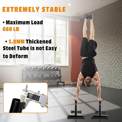 قضبان Parallettes من AmazeFan، قضيب دفع عالي الفولاذ بطول 12 بوصة لتدريب القوة على الوقوف على اليدين، وقضبان تمارين رياضية وقضبان غمس، وتمارين رياضية، ومقبض للتمارين على الأرض، ومعدات تمارين رياضية in Kuwait