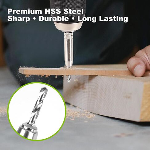 مجموعة لقم مثقاب مفصلية ذاتية التمركز مكونة من 3 قطع، لقم مثقاب خشب HSS مع ساق سداسية، لقمة VIX 3/32 بوصة 7/64 بوصة 9/64 بوصة لمفصلات أبواب الخزانة، تحديد المواقع بدقة، التغيير السريع in Kuwait