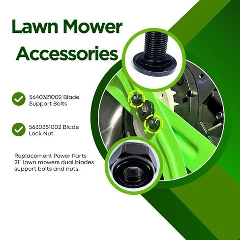 5640321002 Lawn Mower Blade Bolt&5630351002 Lock Nut Kit–Compatible with EGO LM2130,LM2133,LM2130SP,LM2135SP,LM2150SP&LM2156SP–Replacement Hardened Steel Blade Bolt and Nut Set (2-Pack) (Black) in Kuwait