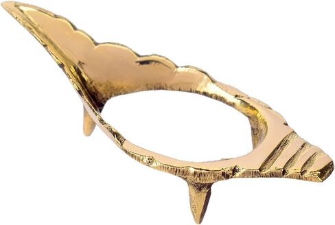 SATVIK - 4-4.5 INCH - Elegant Brass Shankh Stand for Home Temple & Pooja Decor – Handcrafted Premium Brass, Auspicious Conch Holder, Unique Spiritual Gift, Compact Size for Mandir & Altar in Kuwait