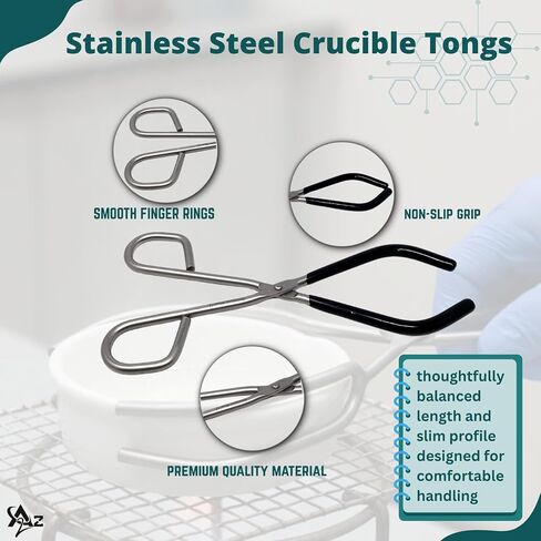 A2Z Stainless Stainless Steel Beaker Tongs, High Temperature Resistant Laboratory Beaker Holder with Open Grip Design, Durable and Heat Resistant Clamp for Handling of Hot Beakers in Kuwait