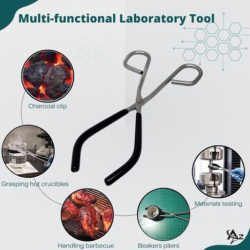 A2Z Stainless Stainless Steel Beaker Tongs, High Temperature Resistant Laboratory Beaker Holder with Open Grip Design, Durable and Heat Resistant Clamp for Handling of Hot Beakers in Kuwait