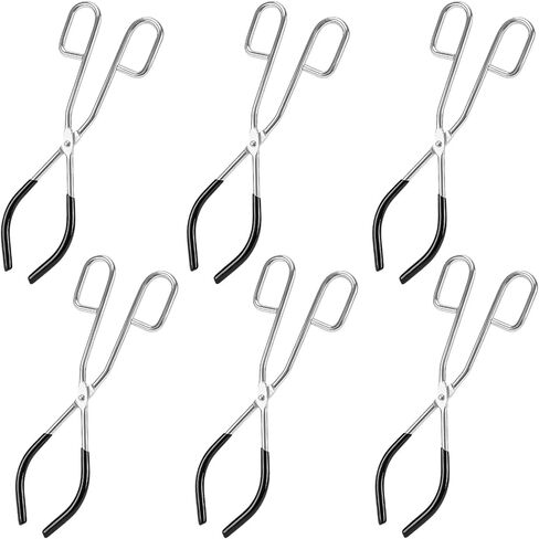 SHEUTSAN 6 Pack Beaker Tongs, 10.2 Inches Chrome Plated Steel with Black Rubber Coated Ends, Flask Pliers in Kuwait
