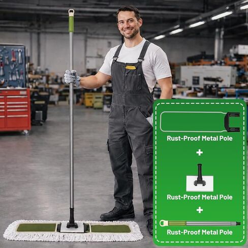 36" Commercial Dust Mop for Janitor: Wide Dust Broom Heavy Duty Industrial Floor Duster with 2 Large Pads for Hardwood Concrete Dry Floor Cleaning Gym Warehouse Sweeping in Kuwait