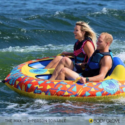 Body Glove The Max 2-Rider Towable Tube. Heavy-Gauge PVC Inflatable Boat Towable with Nylon Cover, Foam Handles & Quick Connect Tow Hook. 2026 Model in Kuwait