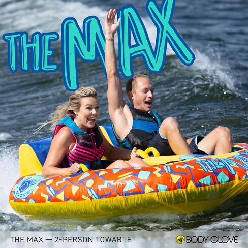 Body Glove The Max 2-Rider Towable Tube. Heavy-Gauge PVC Inflatable Boat Towable with Nylon Cover, Foam Handles & Quick Connect Tow Hook. 2026 Model in Kuwait