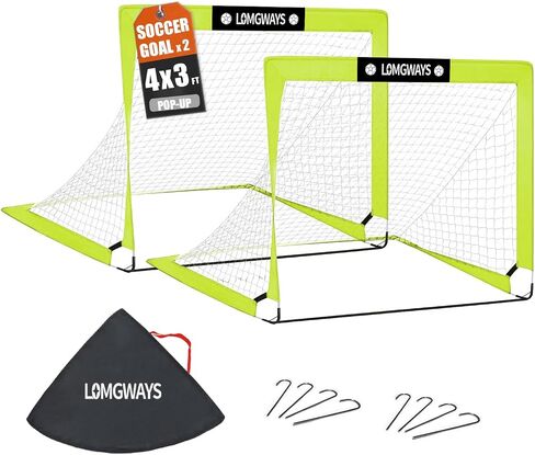 LOMGWAYS Soccer Goal for Kids + Youth with Carry Bag for Practice & Games | Indoor+Outdoor Use| Easy Set Up| Multiple Sizes| Portable|Great for Kids|for all skill levels| Secure Anchoring in Kuwait