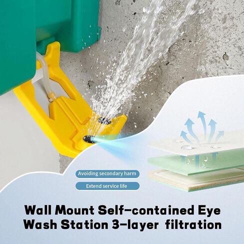 8 Gallon Portable Eye Wash Station,OSHA-Compliant Wall Mount Emergency Eyewash Station, Dual Spray Gravity-Fed Eye Wash Unit for Laboratory, Construction Site, Industrial Workplace in Kuwait