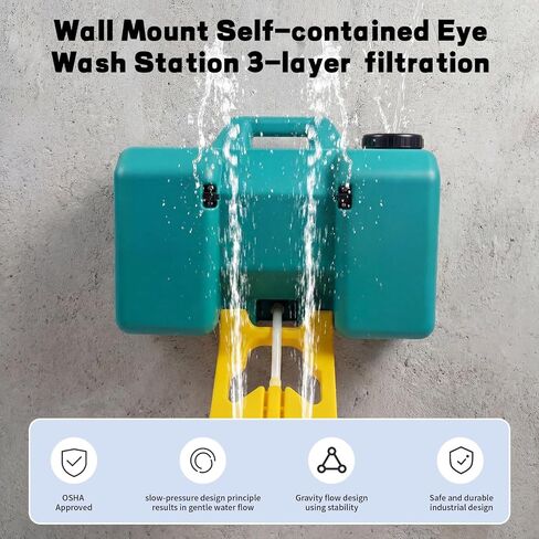 8 Gallon Portable Eye Wash Station,OSHA-Compliant Wall Mount Emergency Eyewash Station, Dual Spray Gravity-Fed Eye Wash Unit for Laboratory, Construction Site, Industrial Workplace in Kuwait