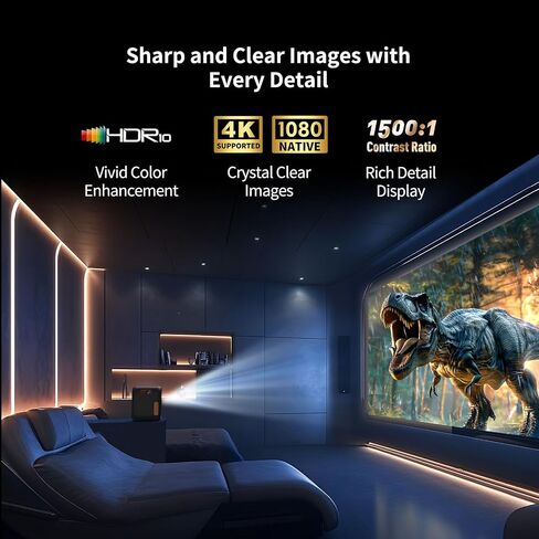 Wemax Projector ، Google TV Projector مع Netflix المرخص ، 400 ISO Lumens ، Projector Smart Movie 4K مع موقف قابل للتعديل ، 1080 بكسل مع WiFi و Bluetooth Home Theater Projector in Kuwait