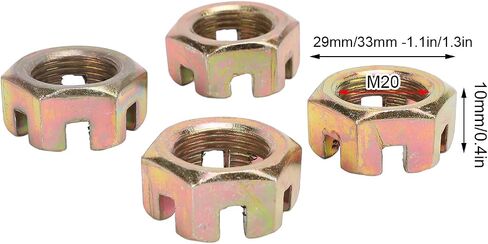 Srliya 4PCs 20mm Wheel Hub Axle Castellated Nuts, Steel Alloy with Deep Threading for ATV Quad Dirt Bike in Kuwait