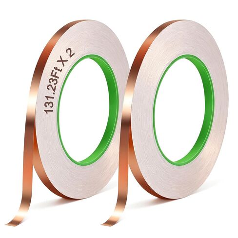 2 Pack 1/4 Inch X 262.47Ft Copper Tape Conductive Adhesive, Double-Sided Conductive Copper Foil Tape for EMI Shielding, Electrical Repairs, Stained Glass, Soldering & Crafting in Kuwait