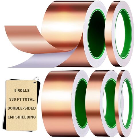 WILLBOND 5 Pcs Faraday Fabric Tapes 0.25/0.5/1/2/3 Inches x 65 Feet Double Conductive Cloth Tapes with Conductive Adhesive for 3D Printer EMI Shielding, Stained Glass, Electrical Repair(Gray) in Kuwait