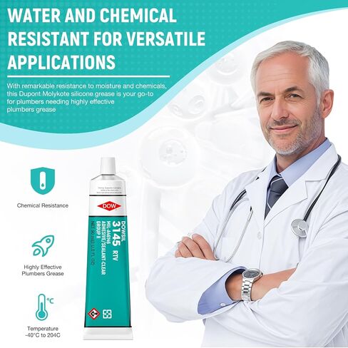 Dow Corning 3145 RTV 90ml 3oz مادة لاصقة شفافة مانعة للتسرب Mil-A-46146 لوحة البطارية الكهربائية مبيت مانع للرطوبة غير متدفق، التصاق عالي القوة المجموعة II/III (3145 شفاف 90 مل) in Kuwait
