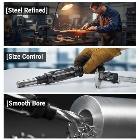 9SiCr Steel Adjustable Hand Reamer, 11.8 in / 30 cm Square End Blade, with Nut Adjustment for Precise Metal Hole Enlargement in Kuwait