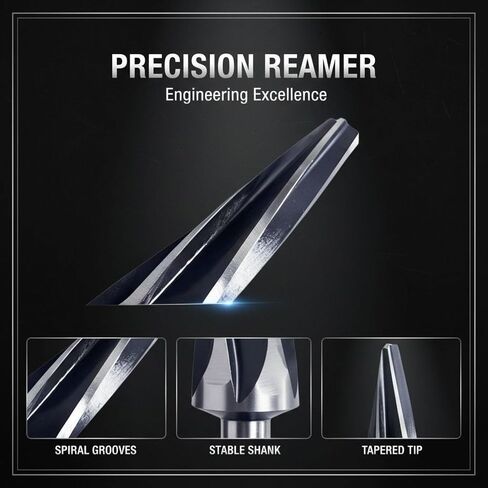 10 Degree Tapered Reamer, High-Speed Steel Straight Shank Cone Tool, Groove for Precise Hole Repair, Corrosion Resistant, Metalworking Applications for Automotive Truck, Silver in Kuwait