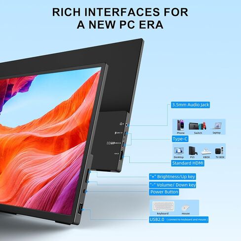 شاشة محمولة 10.5 '' 1920 * 1280 Ultra-Slim Mini 3: 2 ， USB C HDMI HDR شاشة محمولة للكمبيوتر المحمول/التبديل/الصفحة الرئيسية/السفر in Kuwait