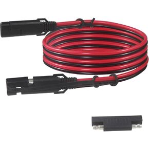 SAE to SAE Extension Cable 16AWG - 25FT SAE Cable Battery Charger Extension Cord Heavy Duty 16AWG Quick Disconnect SAE 2Pin Connector with SAE Polarity Reverse Adapter for Solar Panel Trickle Charger