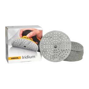 Mirka Iridium Premium Sandpaper Ø 6-Inch Hook & Loop, Grit 80, 50 pcs/for Sanding of Paint, Putty, Primer, Wood, Steel, Mineral Materials, Plastic.