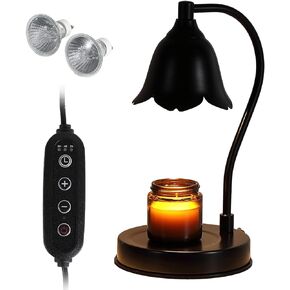 Candle Warmer Lamp,Electric Candle Wax Warmer with Dimmable Light,Scented Wax Melter,No Smoke,Compatible with Various Jar,with 2 Bulbs,Home Decor Gifts-Black in Saudi Arabia
