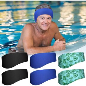 6 Pcs Swimming Headband Swimming Ear Plugs Protection Waterproof Ear Covers Hold Earplugs Ear Tube Protection Secure Earplugs Adult Sizes Water Protection for Summer, Bath, Shower, Pool, Beach