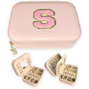TopPerfekt Jewelry Box Travel Jewelry Case With Mirror, Jewelry Organizer Bridal Shower Gifts To Her, Earring Travel Case Teen Girl Gifts Trendy Stuff, Gift for Women and Girls Initial A