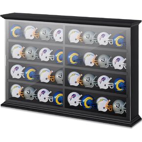 Mini Helmet Display Case Cabinet Holders Rack for Football Baseball Helmet, Black Wood Frame with Clear Acrylic Door UV Protection, 21.5 x 13 x 3 Inches in Kuwait
