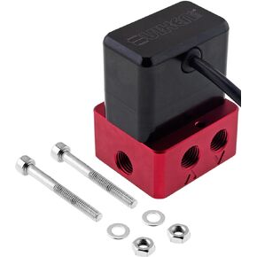 Vixen Air Suspension Valve Manifold 1/4 "NPT Kit (أحمر) مع 2 صمامات ملف لولبي لركوب الهواء. ينفخ ويفرغ 1 وسادة هوائية، نوابض VXF1UM14CPRO