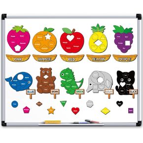 10 Packs Shape & Color Recognition Magnetic Sorting Set for Toddlers Educational Magnet Color Shape Matching Magnet for Kids Preschool Learning Magnets for Refrigerator Whiteboard Classroom Game